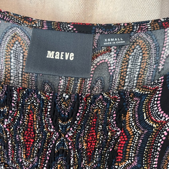 Maeve Evaline smocked dress size xsmall geometric multi color Anthropologie - Picture 7 of 11